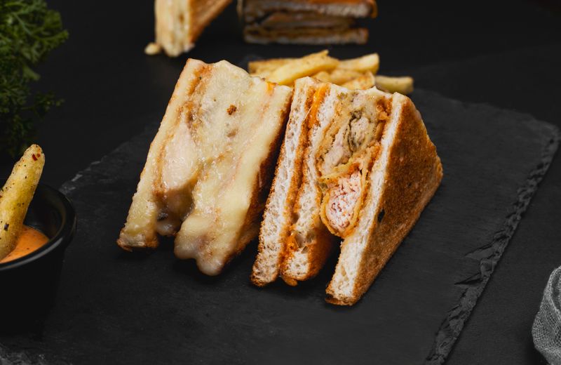Grilled chicken and pesto hot sub sandwich