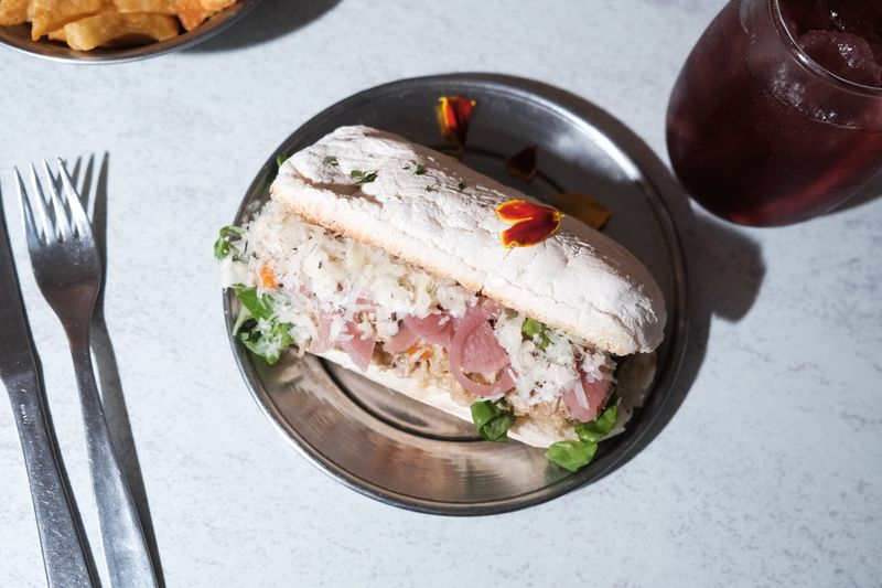 Italian hoagie with premium cold cuts and fresh vegetables